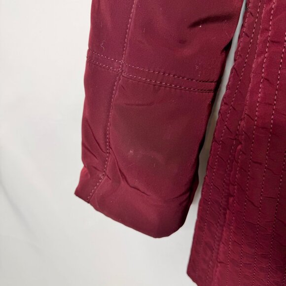 Croft & Barrow Women’s Coat Lg Maroon Parka Removable Hood Zip Snap Front - Picture 11 of 11
